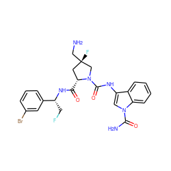 NC[C@@]1(F)C[C@@H](C(=O)N[C@H](CF)c2cccc(Br)c2)N(C(=O)Nc2cn(C(N)=O)c3ccccc23)C1 ZINC000205039620