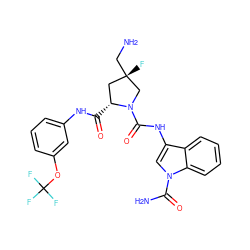 NC[C@@]1(F)C[C@@H](C(=O)Nc2cccc(OC(F)(F)F)c2)N(C(=O)Nc2cn(C(N)=O)c3ccccc23)C1 ZINC000205053906