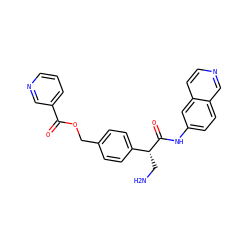 NC[C@@H](C(=O)Nc1ccc2cnccc2c1)c1ccc(COC(=O)c2cccnc2)cc1 ZINC000653708477