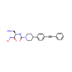 NC[C@@H](NC(=O)N1CCC(c2ccc(C#Cc3ccccc3)cc2)CC1)C(=O)NO ZINC000066079686
