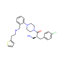 NC[C@H](Cc1ccc(Cl)cc1)C(=O)N1CCN(c2ccccc2CNCCc2cccs2)CC1 ZINC000003819442