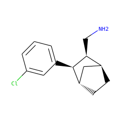 NC[C@H]1[C@H]2CC[C@@H](C2)[C@H]1c1cccc(Cl)c1 ZINC000100822756
