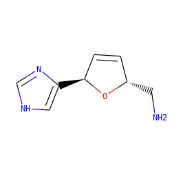 NC[C@H]1C=C[C@H](c2c[nH]cn2)O1 ZINC000013524074