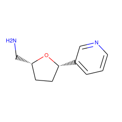 NC[C@H]1CC[C@@H](c2cccnc2)O1 ZINC000142336205