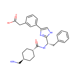NC[C@H]1CC[C@H](C(=O)N[C@@H](Cc2ccccc2)c2nc(-c3cccc(CC(=O)O)c3)c[nH]2)CC1 ZINC000299839119