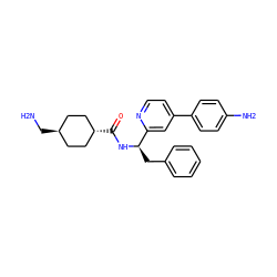 NC[C@H]1CC[C@H](C(=O)N[C@H](Cc2ccccc2)c2cc(-c3ccc(N)cc3)ccn2)CC1 ZINC000653727923