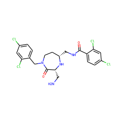 NC[C@H]1N[C@@H](CNC(=O)c2ccc(Cl)cc2Cl)CCN(Cc2ccc(Cl)cc2Cl)C1=O ZINC001772655728