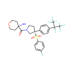 NC1(C(=O)N2CC[C@](c3ccc(C(F)(C(F)(F)F)C(F)(F)F)cc3)(S(=O)(=O)c3ccc(F)cc3)C2)CCOCC1 ZINC001772651952