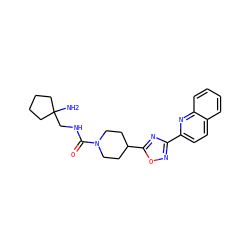 NC1(CNC(=O)N2CCC(c3nc(-c4ccc5ccccc5n4)no3)CC2)CCCC1 ZINC000072179677