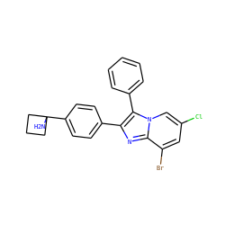 NC1(c2ccc(-c3nc4c(Br)cc(Cl)cn4c3-c3ccccc3)cc2)CCC1 ZINC000113654231