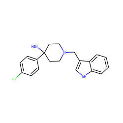 NC1(c2ccc(Cl)cc2)CCN(Cc2c[nH]c3ccccc23)CC1 ZINC000028878396