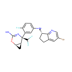 NC1=N[C@@](c2cc(N[C@H]3CCc4cc(Br)cnc43)ccc2F)(C(F)F)[C@H]2C[C@H]2O1 ZINC000226061009