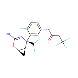 NC1=N[C@@](c2cc(NC(=O)CC(F)(F)F)ccc2F)(C(F)F)[C@H]2C[C@H]2O1 ZINC000226081016