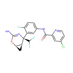NC1=N[C@@](c2cc(NC(=O)c3cc(Cl)ccn3)ccc2F)(C(F)F)[C@H]2C[C@H]2O1 ZINC000226058121