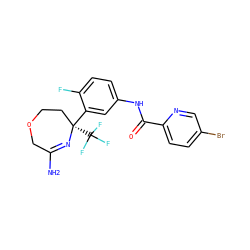 NC1=N[C@@](c2cc(NC(=O)c3ccc(Br)cn3)ccc2F)(C(F)(F)F)CCOC1 ZINC000113657593