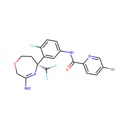 NC1=N[C@@](c2cc(NC(=O)c3ccc(Br)cn3)ccc2F)(C(F)F)CCOC1 ZINC000113656056