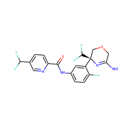NC1=N[C@@](c2cc(NC(=O)c3ccc(C(F)F)cn3)ccc2F)(C(F)F)COC1 ZINC000113657010