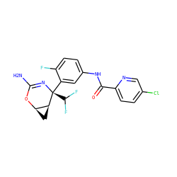 NC1=N[C@@](c2cc(NC(=O)c3ccc(Cl)cn3)ccc2F)(C(F)F)[C@H]2C[C@H]2O1 ZINC000213834217