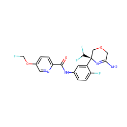 NC1=N[C@@](c2cc(NC(=O)c3ccc(OCF)cn3)ccc2F)(C(F)F)COC1 ZINC000113658040