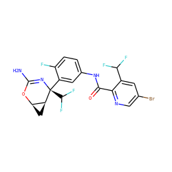 NC1=N[C@@](c2cc(NC(=O)c3ncc(Br)cc3C(F)F)ccc2F)(C(F)F)[C@H]2C[C@H]2O1 ZINC000226089438