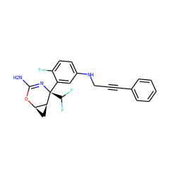 NC1=N[C@@](c2cc(NCC#Cc3ccccc3)ccc2F)(C(F)F)[C@H]2C[C@H]2O1 ZINC000226108726