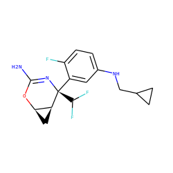 NC1=N[C@@](c2cc(NCC3CC3)ccc2F)(C(F)F)[C@H]2C[C@H]2O1 ZINC000226101294