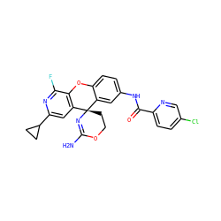NC1=N[C@@]2(CCO1)c1cc(NC(=O)c3ccc(Cl)cn3)ccc1Oc1c2cc(C2CC2)nc1F ZINC000205180269