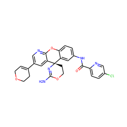 NC1=N[C@@]2(CCO1)c1cc(NC(=O)c3ccc(Cl)cn3)ccc1Oc1ncc(C3=CCOCC3)cc12 ZINC000205165348