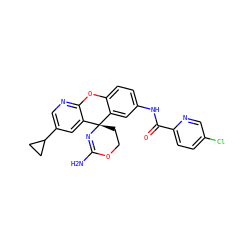 NC1=N[C@@]2(CCO1)c1cc(NC(=O)c3ccc(Cl)cn3)ccc1Oc1ncc(C3CC3)cc12 ZINC000205165267