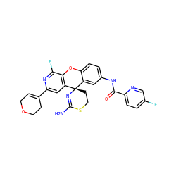 NC1=N[C@@]2(CCS1)c1cc(NC(=O)c3ccc(F)cn3)ccc1Oc1c2cc(C2=CCOCC2)nc1F ZINC000205160064