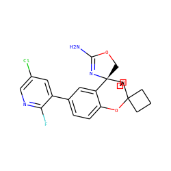 NC1=N[C@@]2(CO1)c1cc(-c3cc(Cl)cnc3F)ccc1OC1(CCC1)C21COC1 ZINC000149402375