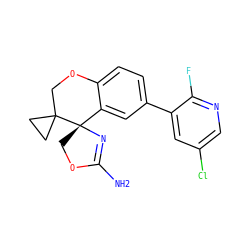 NC1=N[C@@]2(CO1)c1cc(-c3cc(Cl)cnc3F)ccc1OCC21CC1 ZINC000149321809