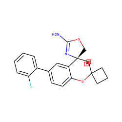 NC1=N[C@@]2(CO1)c1cc(-c3ccccc3F)ccc1OC1(CCC1)C21COC1 ZINC000149411385