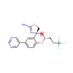 NC1=N[C@@]2(CO1)c1cc(-c3cncnc3)ccc1O[C@@H](CCC(F)(F)F)C21CCC1 ZINC000220716792