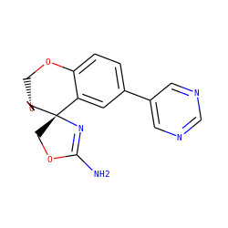 NC1=N[C@@]2(CO1)c1cc(-c3cncnc3)ccc1OC[C@]21CCCO1 ZINC000220717394