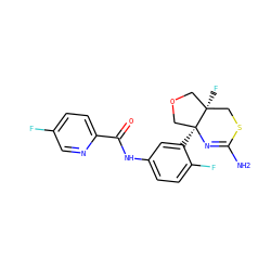 NC1=N[C@@]2(c3cc(NC(=O)c4ccc(F)cn4)ccc3F)COC[C@@]2(F)CS1 ZINC000261138757
