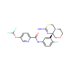 NC1=N[C@@]2(c3cc(NC(=O)c4ccc(OC(F)F)cn4)ccc3F)COCC[C@H]2CS1 ZINC000140596983