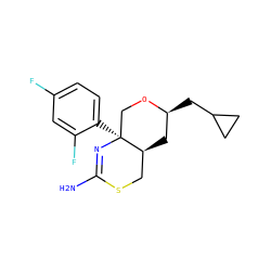 NC1=N[C@@]2(c3ccc(F)cc3F)CO[C@@H](CC3CC3)C[C@H]2CS1 ZINC000209346177