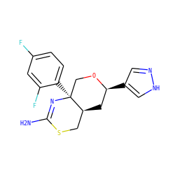 NC1=N[C@@]2(c3ccc(F)cc3F)CO[C@@H](c3cn[nH]c3)C[C@H]2CS1 ZINC000230498999