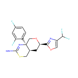 NC1=N[C@@]2(c3ccc(F)cc3F)CO[C@@H](c3nc(C(F)F)co3)C[C@H]2CS1 ZINC000169708476