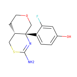 NC1=N[C@@]2(c3ccc(O)cc3F)COCC[C@H]2CS1 ZINC000169711633