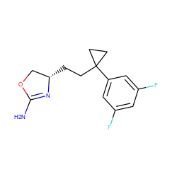 NC1=N[C@@H](CCC2(c3cc(F)cc(F)c3)CC2)CO1 ZINC000117260917