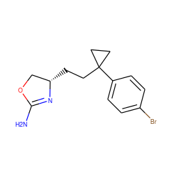 NC1=N[C@@H](CCC2(c3ccc(Br)cc3)CC2)CO1 ZINC000068198357