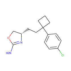 NC1=N[C@@H](CCC2(c3ccc(Cl)cc3)CCC2)CO1 ZINC000117259389