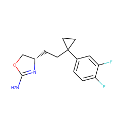 NC1=N[C@@H](CCC2(c3ccc(F)c(F)c3)CC2)CO1 ZINC000117254079