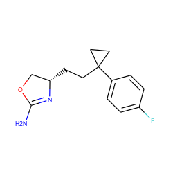 NC1=N[C@@H](CCC2(c3ccc(F)cc3)CC2)CO1 ZINC000117256853
