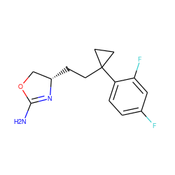 NC1=N[C@@H](CCC2(c3ccc(F)cc3F)CC2)CO1 ZINC000117246853