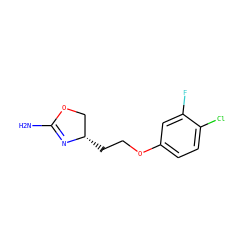 NC1=N[C@@H](CCOc2ccc(Cl)c(F)c2)CO1 ZINC000117258147