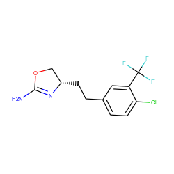 NC1=N[C@@H](CCc2ccc(Cl)c(C(F)(F)F)c2)CO1 ZINC000149215571
