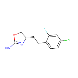 NC1=N[C@@H](CCc2ccc(Cl)cc2F)CO1 ZINC000149152443